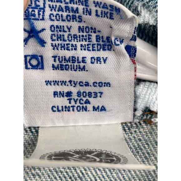 TYCA USA Eagle Jean Jacket Size XL Distressed Blue Denim Embossed Logo Trucker - Picture 5 of 15